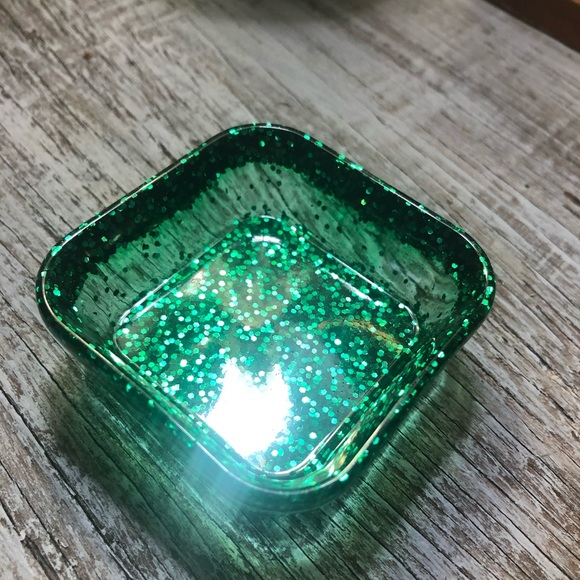 Green Glitter Jewelry Dish - Glam Square Shaped - Picture 11 of 11